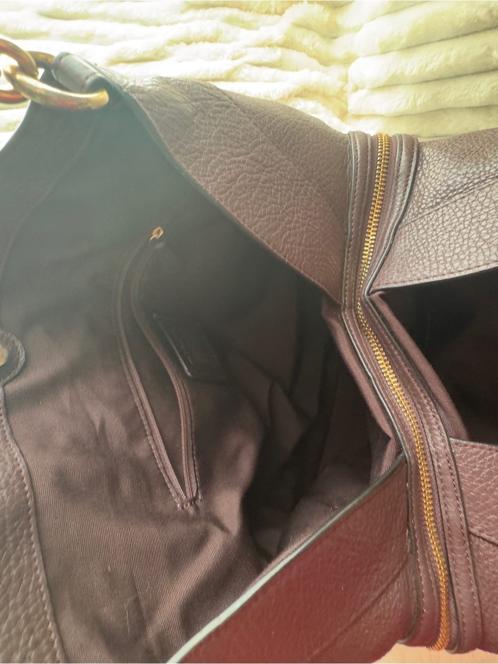 Coach Brown Pebbled Leather Hobo Shoulder Bag with Gold Hardware - Picture 9 of 11